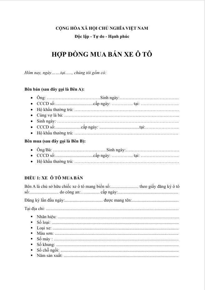 HD mua ban xe oto 2025