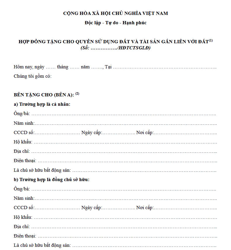 Mẫu hợp đồng tặng cho quyền sử dụng đất năm 2025 2 Mau hop dong tang cho quyen su dung dat 2025